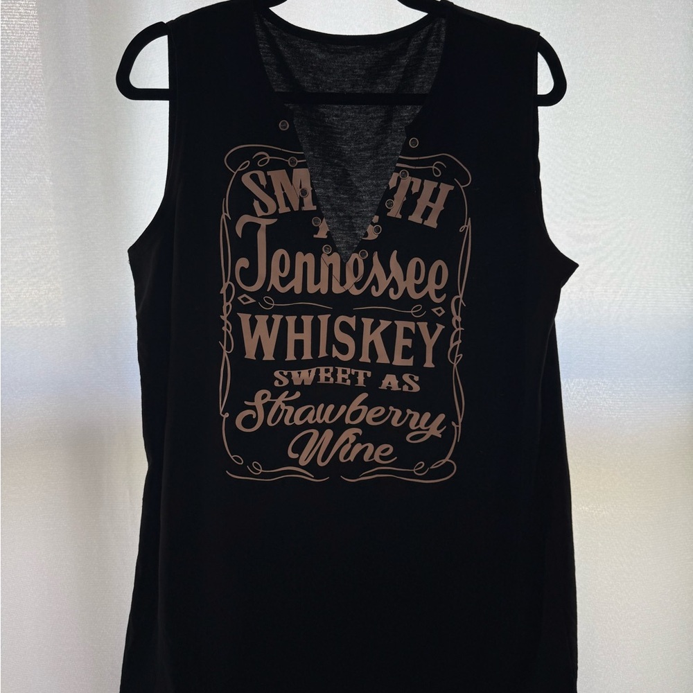 Black Tank Top with White Graphic Design